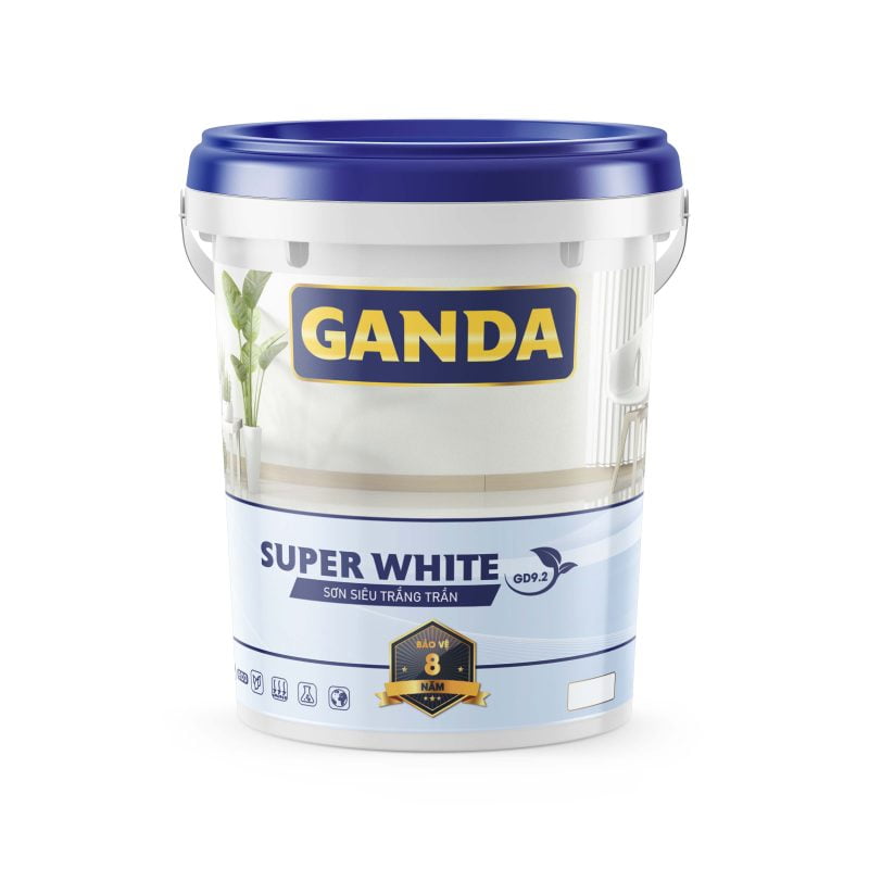 GANDA SUPER WHITE: Sơn siêu trắng trần - GD9.2 -22Kg